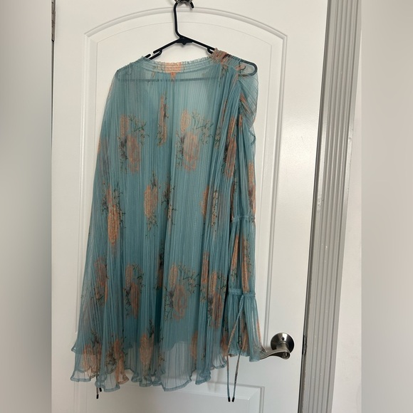 Free People Dhalia Tunic Blue and Orange Top Dress size small boho romantic - Picture 3 of 16